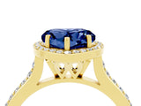 Yellow gold Heart Cut Halo Round Diamond Pavé Band with Four-Prong Setting_4