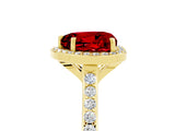 Yellow gold Heart Cut Halo Round Diamond Pavé Band with Four-Prong Setting_5