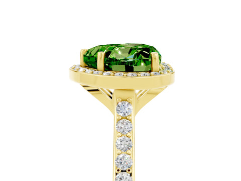 Yellow gold Heart Cut Halo Round Diamond Pavé Band with Four-Prong Setting_5