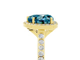 Yellow gold Heart Cut Halo Round Diamond Pavé Band with Four-Prong Setting_5