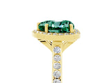 Yellow gold Heart Cut Halo Round Diamond Pavé Band with Four-Prong Setting_5