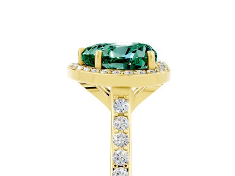 Yellow gold Heart Cut Halo Round Diamond Pavé Band with Four-Prong Setting_5