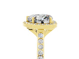 Yellow gold Heart Cut Halo Round Diamond Pavé Band with Four-Prong Setting_5