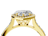 Yellow gold Heart Cut Halo Round Diamond Pavé Band with Four-Prong Setting_7