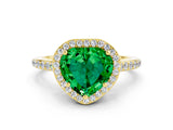 Yellow gold Heart Cut Halo Round Diamond Pavé Band with Four-Prong Setting