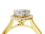 Yellow gold Heart Cut Halo Round Diamond Solitaire Engagement Ring with Pave Band and Four-Prong Setting_19
