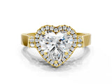 Yellow gold Heart Cut Halo Round Diamond Twist Band with Four-Prong Setting_15