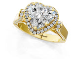Yellow gold Heart Cut Halo Round Diamond Twist Band with Four-Prong Setting_16