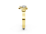 Yellow gold Heart Cut Halo Round Diamond Twist Band with Four-Prong Setting_17