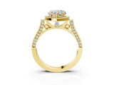 Yellow gold Heart Cut Halo Round Diamond Twist Band with Four-Prong Setting_18