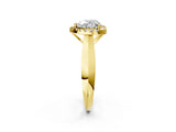 Yellow gold Heart Cut Halo Solitaire Engagement Ring with Square Band and Four-Prong Setting_69