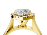 Yellow gold Heart Cut Halo Solitaire Engagement Ring with Square Band and Four-Prong Setting_71