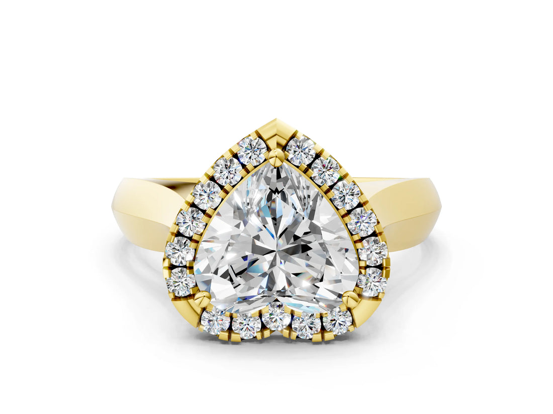 Yellow gold Heart Cut Halo Solitaire Engagement Ring with Square Band and Four-Prong Setting_90