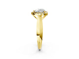Yellow gold Heart Cut Halo Solitaire Engagement Ring with Square Band and Four-Prong Setting_92