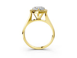Yellow gold Heart Cut Halo Solitaire Engagement Ring with Square Band and Four-Prong Setting_93