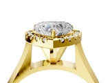 Yellow gold Heart Cut Halo Solitaire Engagement Ring with Square Band and Four-Prong Setting_94