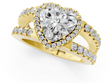 Yellow gold Heart Cut Halo Split Shank Diamond Ring with Four-Prong Setting_63