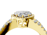 Yellow gold Heart Cut Halo Split Shank Diamond Ring with Four-Prong Setting_66