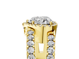 Yellow gold Heart Cut Halo Split Shank Diamond Ring with Four-Prong Setting_67
