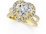 Yellow gold Heart Cut Halo Split Shank Pave Set Ring_72