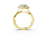 Yellow gold Heart Cut Halo Split Shank Pave Set Ring_74
