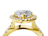 Yellow gold Heart Cut Halo Split Shank Pave Set Ring_75