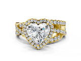 Yellow gold Heart Cut Halo Split Shank Prong Setting Ring_12