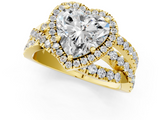 Yellow gold Heart Cut Halo Split Shank Prong Setting Ring_75