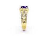 Yellow gold Heart Cut Halo Tanzanite Ring with Split Shank and Four-Prong Setting_2