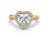 Yellow gold Heart Cut Halo Twist Band with Four-Prong Setting_15