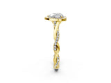Yellow gold Heart Cut Halo Twist Band with Four-Prong Setting_17