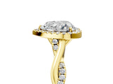 Yellow gold Heart Cut Halo Twist Band with Four-Prong Setting_20