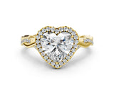 Yellow gold Heart Cut Halo Twist Band with Four-Prong Setting_3