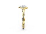 Yellow gold Heart Cut Halo Twist Band with Four-Prong Setting_5