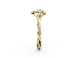 Yellow gold Heart Cut Halo Twisted Band Four-Prong Ring_35
