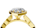 Yellow gold Heart Cut Halo Twisted Band Four-Prong Ring_37