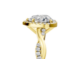 Yellow gold Heart Cut Halo Twisted Band Four-Prong Ring_38