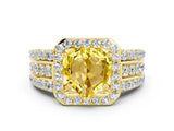 Yellow gold Heart Cut Halo Yellow Sapphire Ring with Split Shank and Four-Prong Setting_24