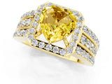 Yellow gold Heart Cut Halo Yellow Sapphire Ring with Split Shank and Four-Prong Setting_25