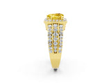 Yellow gold Heart Cut Halo Yellow Sapphire Ring with Split Shank and Four-Prong Setting_26