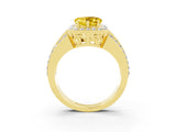 Yellow gold Heart Cut Halo Yellow Sapphire Ring with Split Shank and Four-Prong Setting_27