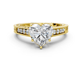 Yellow gold Heart Cut Milgrain Channel Set Engagement Ring with Solitaire Prong Setting_60