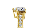 Yellow gold Heart Cut Milgrain Channel Set Engagement Ring with Solitaire Prong Setting_65