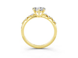 Yellow gold Heart Cut Moissanite Cluster Side Stone Solitaire Ring with Prong Setting_27