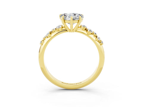 Yellow gold Heart Cut Moissanite Cluster Side Stone Solitaire Ring with Prong Setting_27