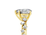 Yellow gold Heart Cut Moissanite Cluster Side Stone Solitaire Ring with Prong Setting_29