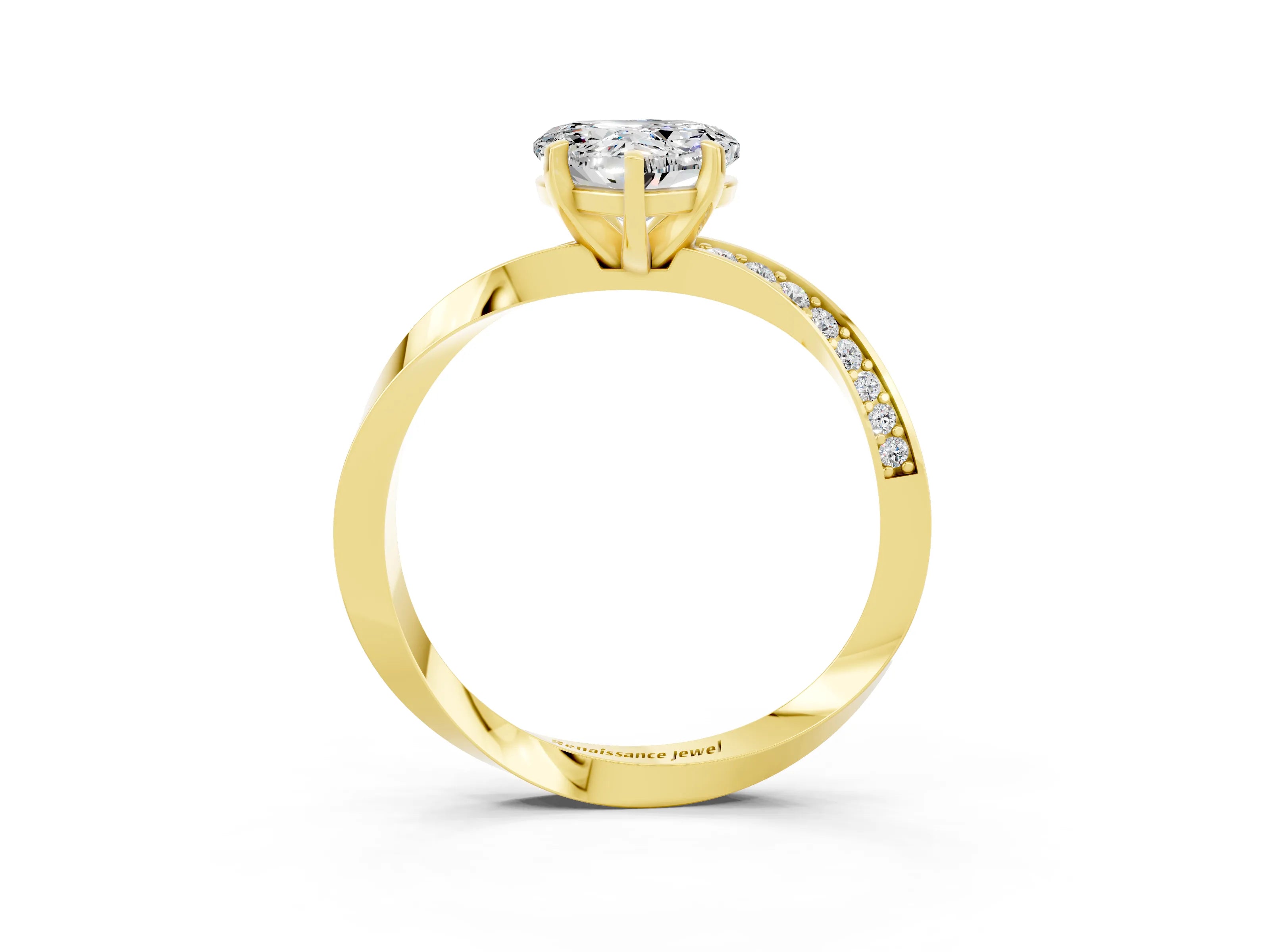 Yellow gold Heart Cut Moissanite Engagement Ring with Side Stone Accents and Four-Prong Setting_39