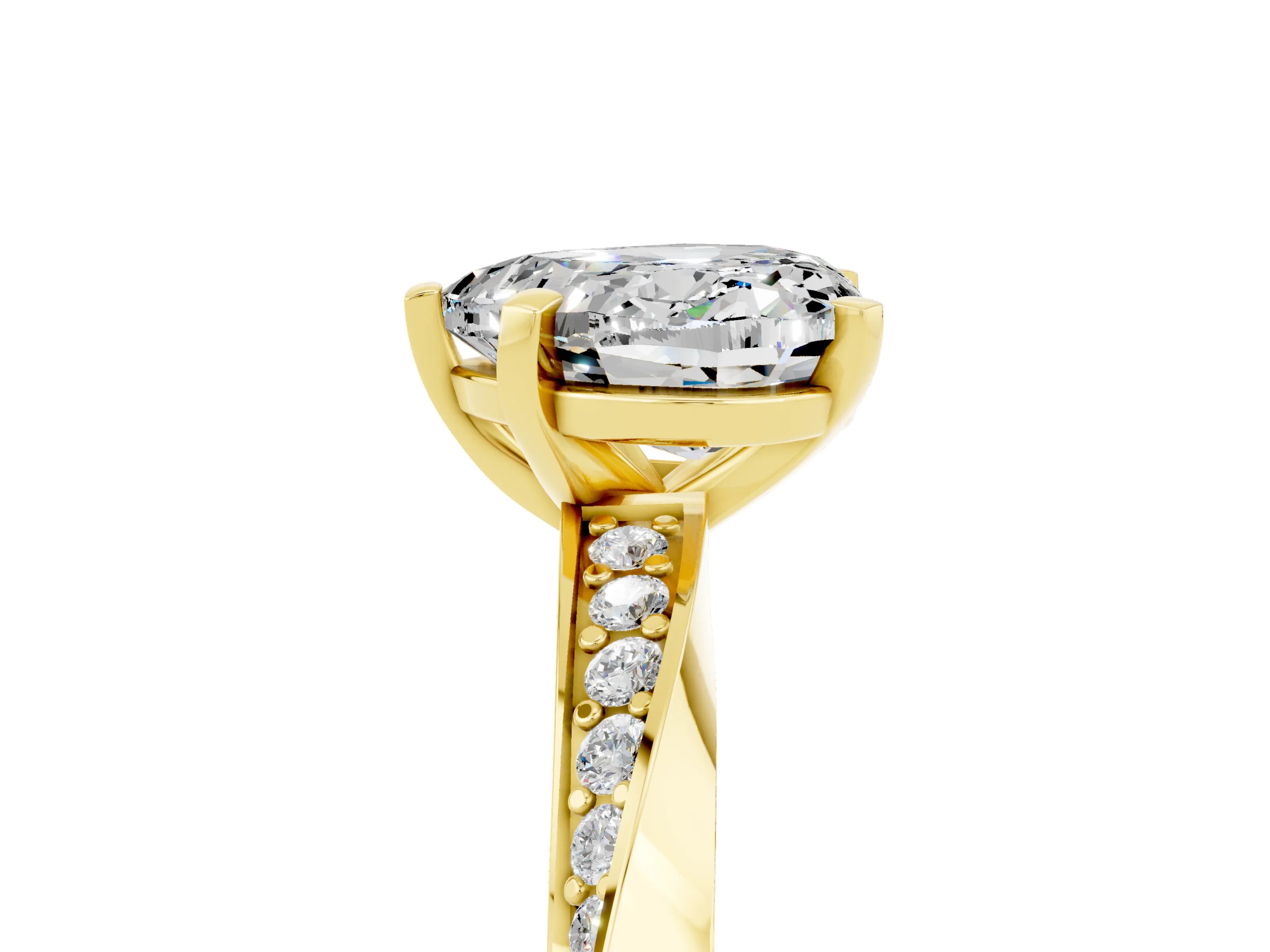 Yellow gold Heart Cut Moissanite Engagement Ring with Side Stone Accents and Four-Prong Setting_41