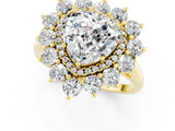 Yellow gold Heart Cut Moissanite Floral Double Halo Engagement Ring with Prong Setting_73