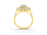 Yellow gold Heart Cut Moissanite Floral Double Halo Engagement Ring with Prong Setting_75